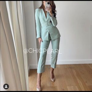 BLOGGERS FAV Zara Matching suit set belted blazer high waisted pants